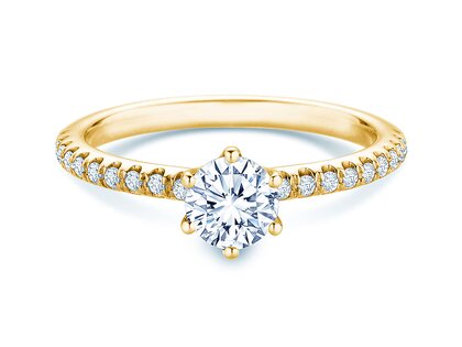 Anillo de compromiso Royal Pavé en 9K oro amarillo con diamantes naturales 0,65ct G/SI