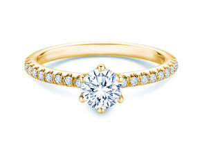 Anillo de compromiso Royal Pavé en 9K oro amarillo con diamantes naturales 0,65ct G/SI