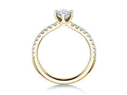 Anillo de compromiso Royal Pavé en 9K oro amarillo con diamantes naturales 0,65ct G/SI