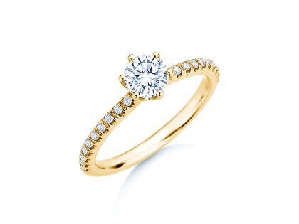 Anillo de compromiso Royal Pavé en 9K oro amarillo con diamantes naturales 0,65ct G/SI