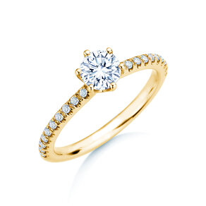 Anillo de compromiso Royal Pavé en 9K oro amarillo con diamantes naturales 0,65ct G/SI
