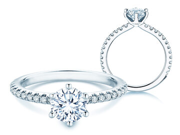 Anillo de compromiso Royal Pavé en 9K oro blanco con diamantes naturales 1,22ct G/SI