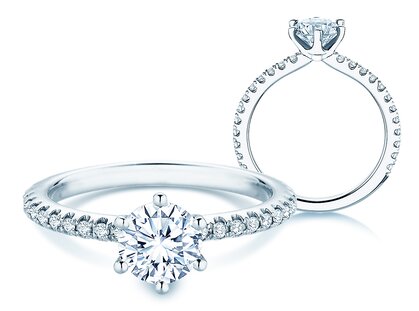 Anillo de compromiso Royal Pavé en 9K oro blanco con diamantes naturales 1,22ct G/SI