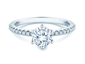 Anillo de compromiso Royal Pavé en 9K oro blanco con diamantes naturales 1,22ct G/SI