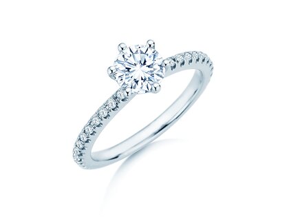 Anillo de compromiso Royal Pavé en 9K oro blanco con diamantes naturales 1,22ct G/SI
