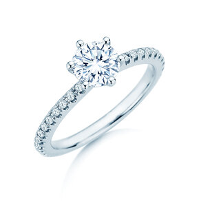 Anillo de compromiso Royal Pavé en 9K oro blanco con diamantes naturales 1,22ct G/SI