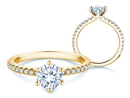 Anillo de compromiso Royal Pavé en 9K oro amarillo con diamantes naturales 1,22ct G/SI