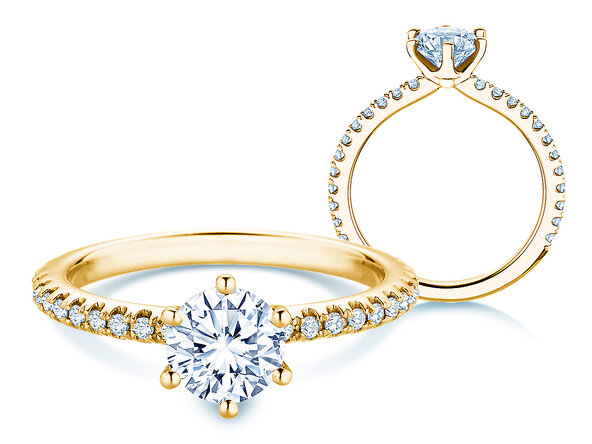 Anillo de compromiso Royal Pavé en 9K oro amarillo con diamantes naturales 1,22ct G/SI