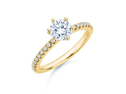 Anillo de compromiso Royal Pavé en 9K oro amarillo con diamantes naturales 1,22ct G/SI