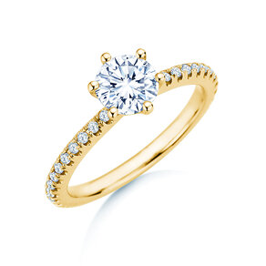 Anillo de compromiso Royal Pavé en 9K oro amarillo con diamantes naturales 1,22ct G/SI
