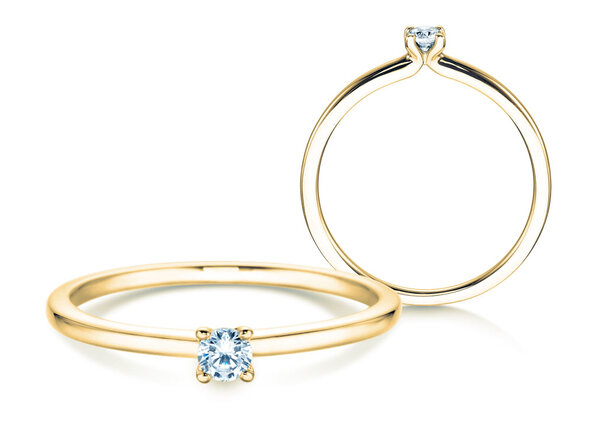 Anillo de compromiso Classic 4 en 14K oro amarillo con diamante 0,10ct H/SI