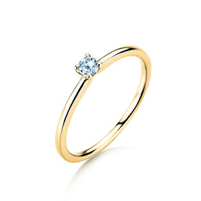 Anillo de compromiso Classic 4 en 14K oro amarillo con diamante 0,10ct H/SI