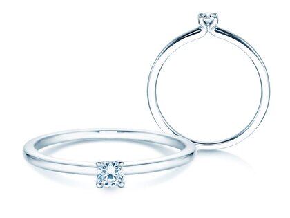 Anillo de compromiso Classic 4 en 18K oro blanco con diamante 0,10ct H/SI