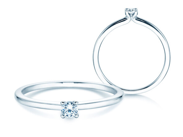 Anillo de compromiso Classic 4 en 18K oro blanco con diamante 0,10ct H/SI