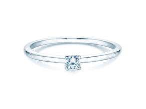 Anillo de compromiso Classic 4 en 18K oro blanco con diamante 0,10ct H/SI