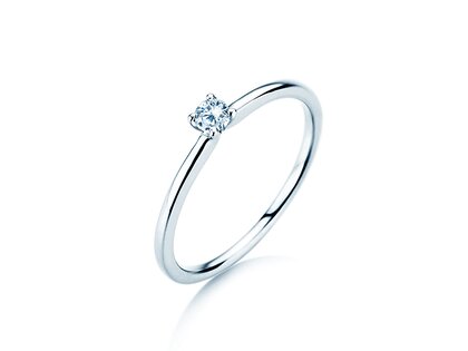 Anillo de compromiso Classic 4 en 18K oro blanco con diamante 0,10ct H/SI