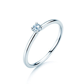 Anillo de compromiso Classic 4 en 18K oro blanco con diamante 0,10ct H/SI
