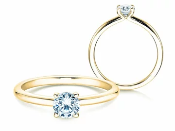 Anillos de compromiso en oro amarillo con diamante
