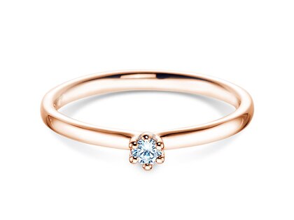 Anillo de compromiso Classic 6 en 14K oro rosa con diamante 0,05ct G/IF