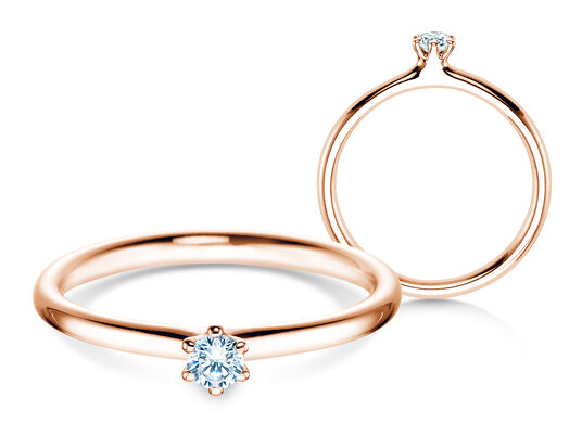 Anillo de compromiso Classic 6 en 18K oro rosa con diamante 0,10ct H/SI