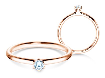 Anillo de compromiso Classic 6 en 14K oro rosa con diamante 0,10ct G/SI