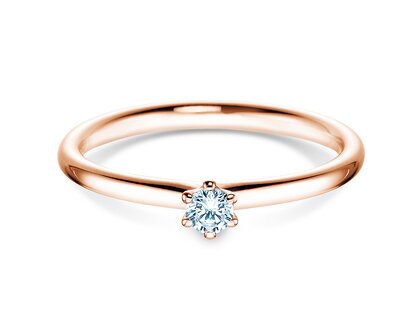 Anillo de compromiso Classic 6 en 18K oro rosa con diamante 0,10ct H/SI