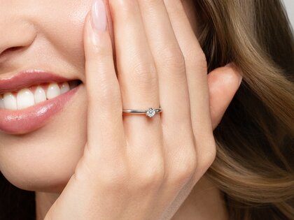 Anillo de compromiso Classic 6 en 14K oro rosa con diamante 0,15ct G/SI