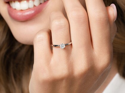 Anillo de compromiso Classic 6 en 14K oro rosa con diamante 0,25ct G/SI