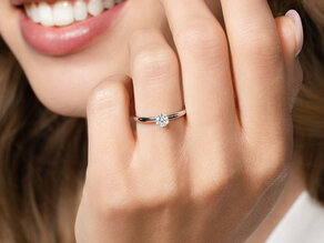 Anillo de compromiso Classic 6 en 9K oro rosa con diamante 0,25ct G/SI