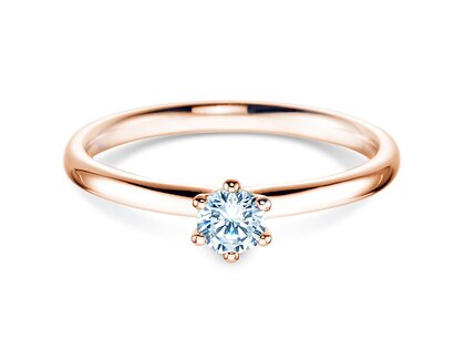 Anillo de compromiso Classic 6 en 9K oro rosa con diamante 0,25ct G/SI