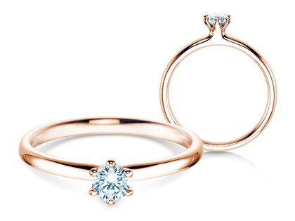 Anillo de compromiso Classic 6 en 9K oro rosa con diamante 0,25ct G/SI