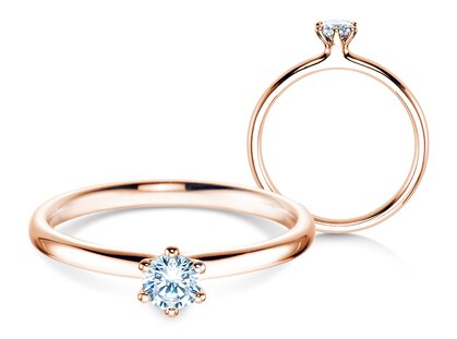 Anillo de compromiso Classic 6 en 14K oro rosa con diamante 0,25ct H/SI