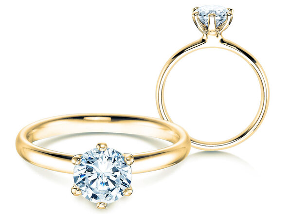 Anillo de compromiso Classic 6 en 14K oro amarillo con diamante 1,25ct H/SI