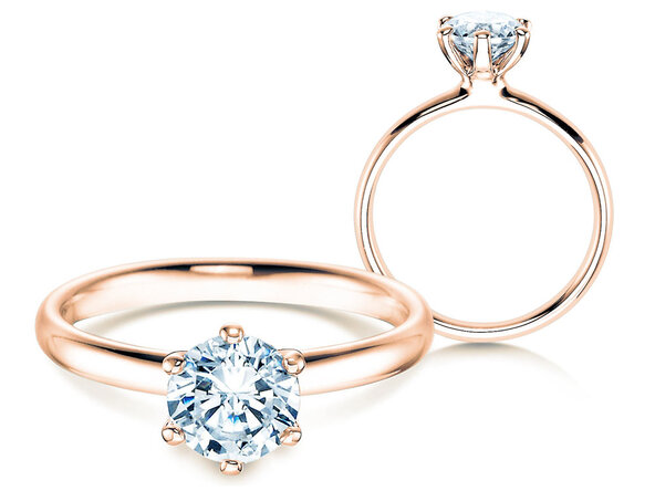 Anillo de compromiso Classic 6 en 14K oro rosa con diamante 1,25ct H/SI