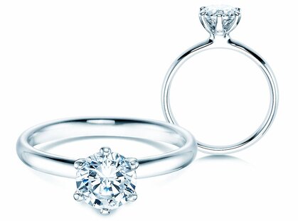 Anillo de compromiso Classic 6 en 9K oro blanco con diamante 2,00ct G/SI