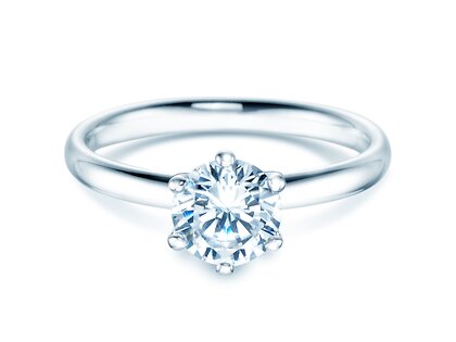 Anillo de compromiso Classic 6 en 18K oro blanco con diamante 1,00ct H/SI