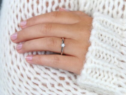 Anillo de compromiso Classic 6 en 14K oro blanco con diamante 0,20ct H/SI