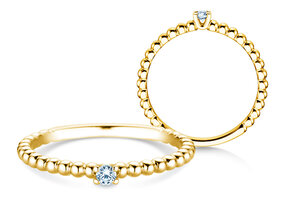 Anillo de compromiso Classic Beads en 14K oro amarillo con diamante 0,05ct G/SI