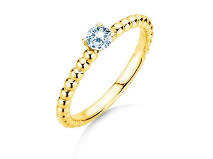 Anillo de compromiso Classic Beads en 14K oro amarillo con diamante 0,05ct H/SI