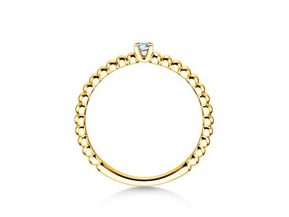 Anillo de compromiso Classic Beads en 14K oro amarillo con diamante 0,05ct H/SI