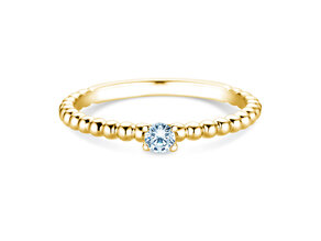 Anillo de compromiso Classic Beads en 14K oro amarillo con diamante 0,10ct H/SI