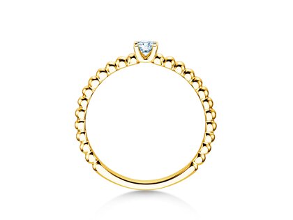 Anillo de compromiso Classic Beads en 14K oro amarillo con diamante 0,10ct H/SI