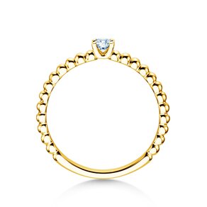 Anillo de compromiso Classic Beads en 14K oro amarillo con diamante 0,10ct H/SI