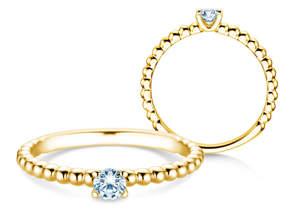 Anillo de compromiso Classic Beads en 18K oro amarillo con diamante 0,20ct G/VS