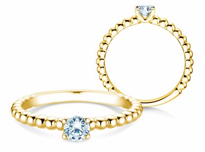 Anillo de compromiso Classic Beads en 14K oro amarillo con diamante 0,25ct G/SI