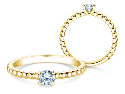 Anillo de compromiso Classic Beads en 9K oro amarillo con diamante 0,30ct G/SI