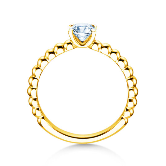 Anillo de compromiso Classic Beads en 9K oro amarillo con diamante 0,50ct