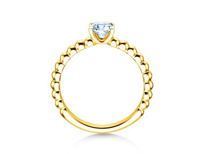 Anillo de compromiso Classic Beads en 18K oro amarillo con diamante 0,60ct H/SI