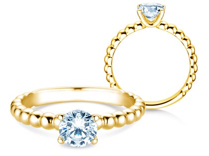Anillo de compromiso Classic Beads en 18K oro amarillo con diamante 0,75ct G/SI