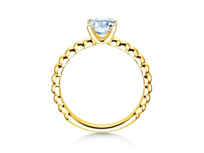 Anillo de compromiso Classic Beads en 18K oro amarillo con diamante 0,75ct G/SI
